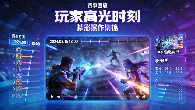 玩家高光瞬间视频点播封面与赛事回放界面